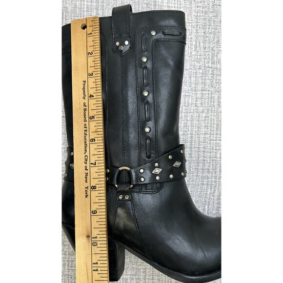 Dingo Women’s Black Dress Western Boots 9M Mid Calf Studded Harness Cowgirl - Picture 9 of 12